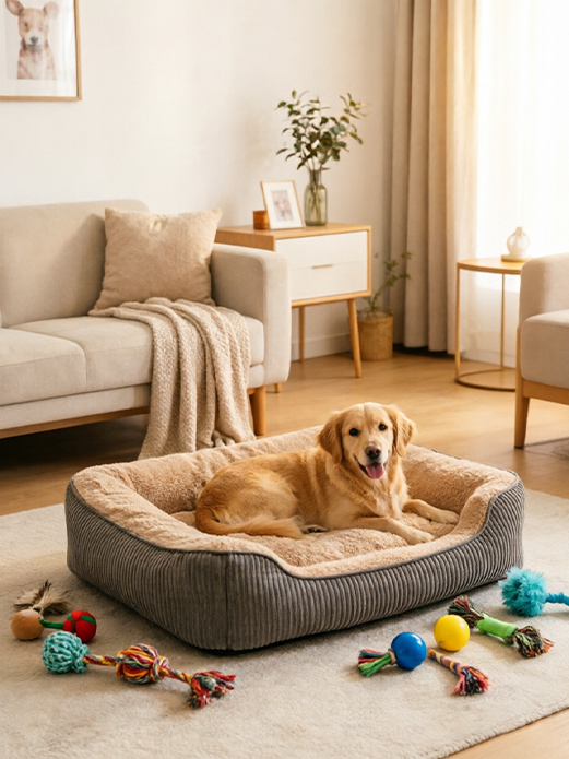 Luxury Bolster Dog Bed — Large Breed Comfort Sofa