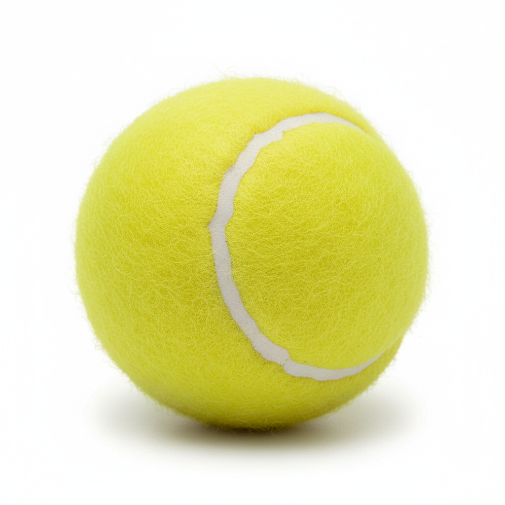 Yellow tennis ball dog toy on white background product shot