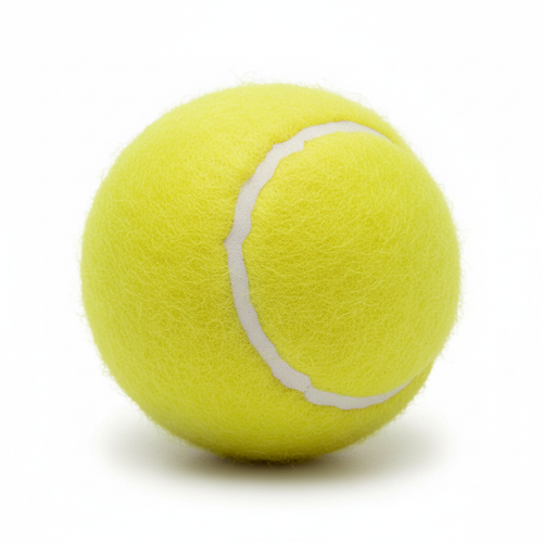 Yellow tennis ball dog toy on white background product shot