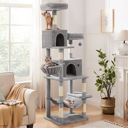 Multi-Level Cat Tree Tower with Condos, Hammock & Scratching Posts